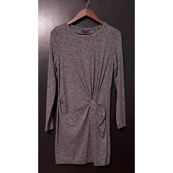 NWT Topshop Knot Front Mini Dress Gray L/S Size 8 - Picture 1 of 11